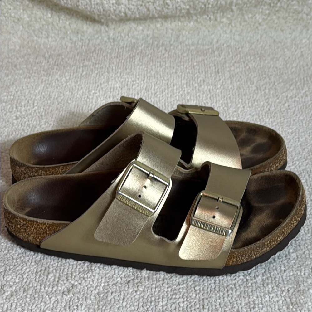 Birkenstock Metallic Gold Arizona Soft Footbed Sandals